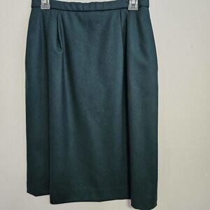 VTG Pendleton Wool Skirt Women Sz 10P 28" Waist Green Fully Lined Straight Cut